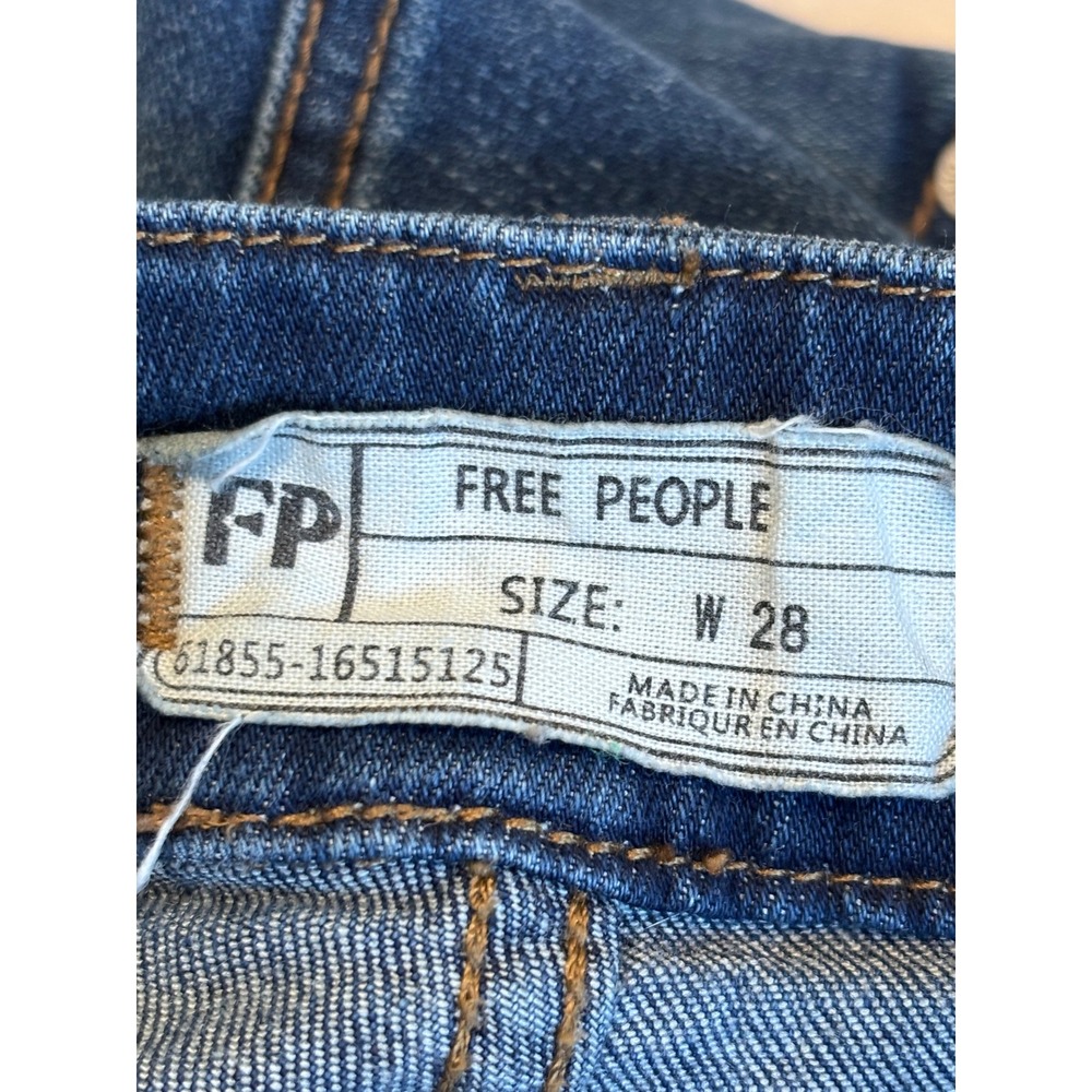 Free People Slim Fit Denim Overalls Medium Wash Blue W28 OB454150 - Picture 2 of 13